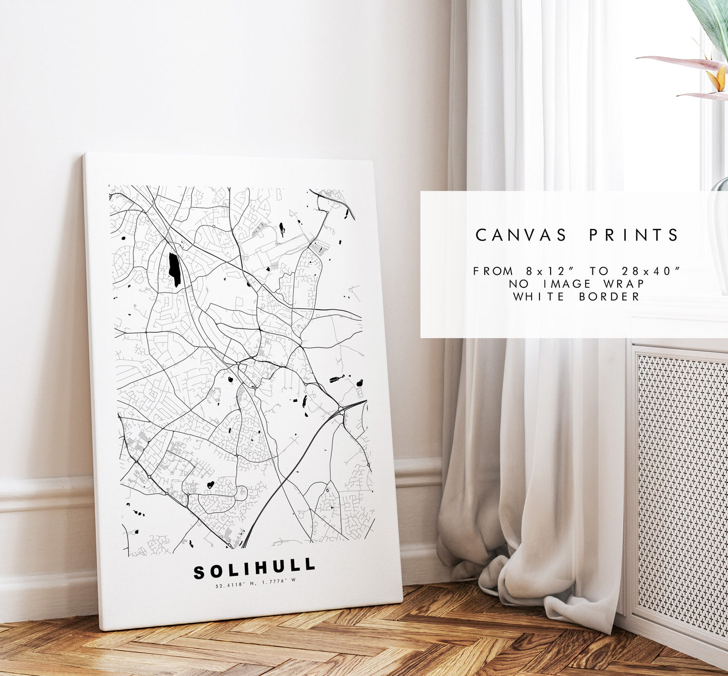 Solihull Map Print - Minimalist City Map Poster - Map Art - UK - Solihull Print - Solihull Poster - Different Colours Available