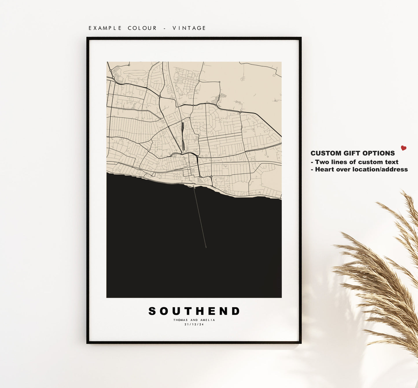 Southend Map Print - Minimalist City Map Poster - Map Art - UK - Southend Print - Southend on Sea Poster - Different Colours Available