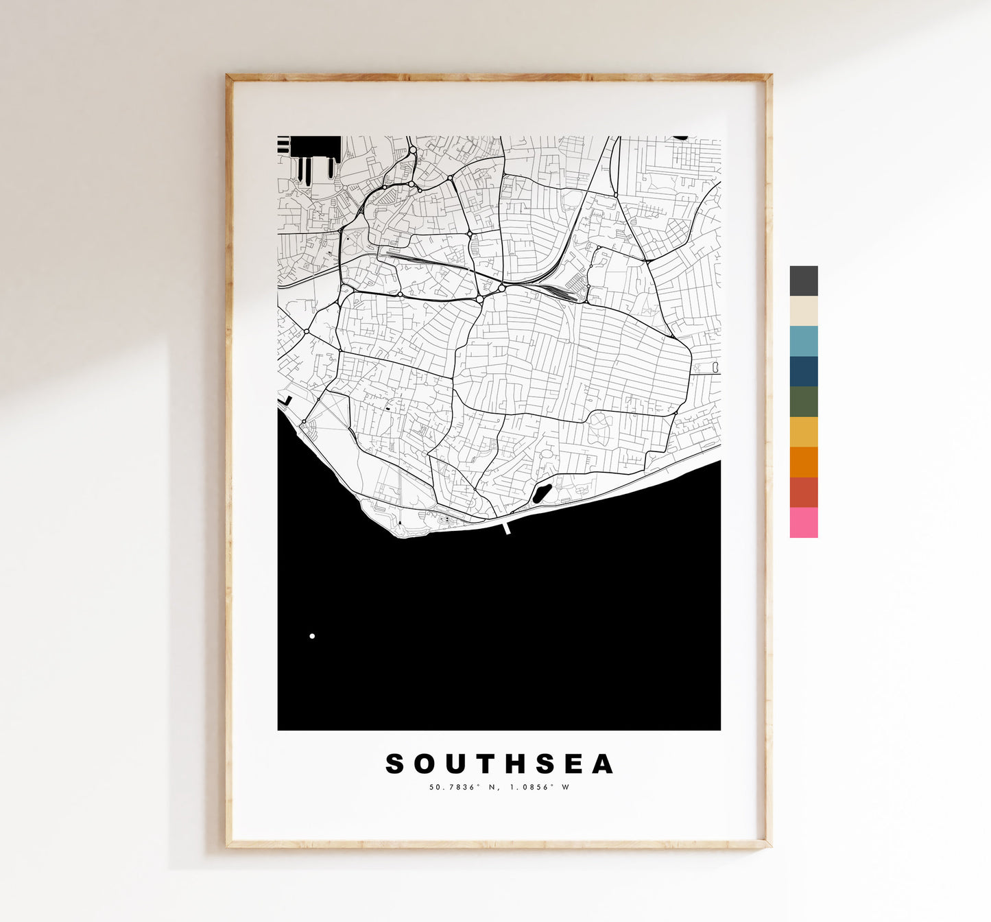 Southsea Map Print - Minimalist City Map Poster - Map Art - UK - Southsea Print - Southsea Poster - Different Colours Available