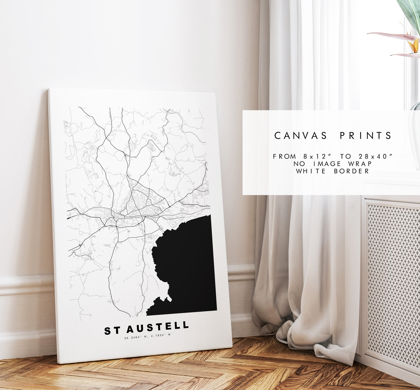 St Austell Map Print - Minimalist City Map Poster - Map Art - UK - St Austell Print - St Austell Poster - Different Colours Available