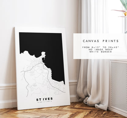 St Ives Map Print - Minimalist City Map Poster - Map Art - UK - St Ives Print - St Ives Poster - Different Colours Available