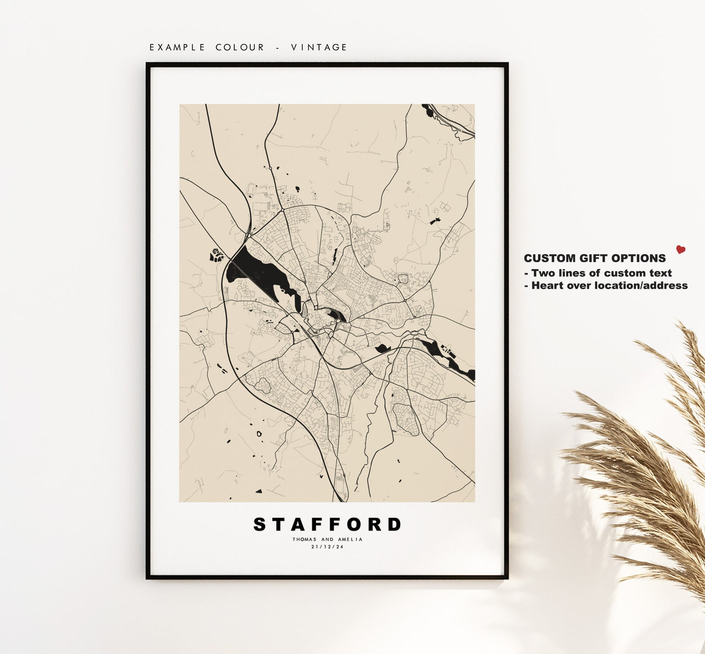 Stafford Map Print - Minimalist City Map Poster - Map Art - UK - Stafford Print - Stafford Poster - Different Colours Available