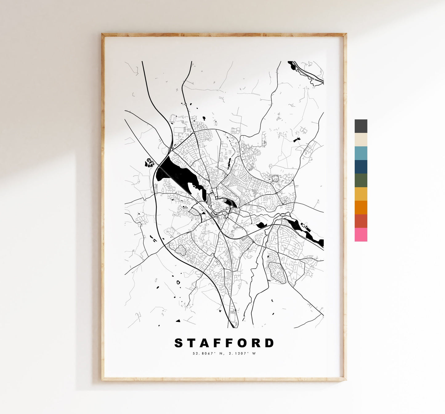 Stafford Map Print - Minimalist City Map Poster - Map Art - UK - Stafford Print - Stafford Poster - Different Colours Available