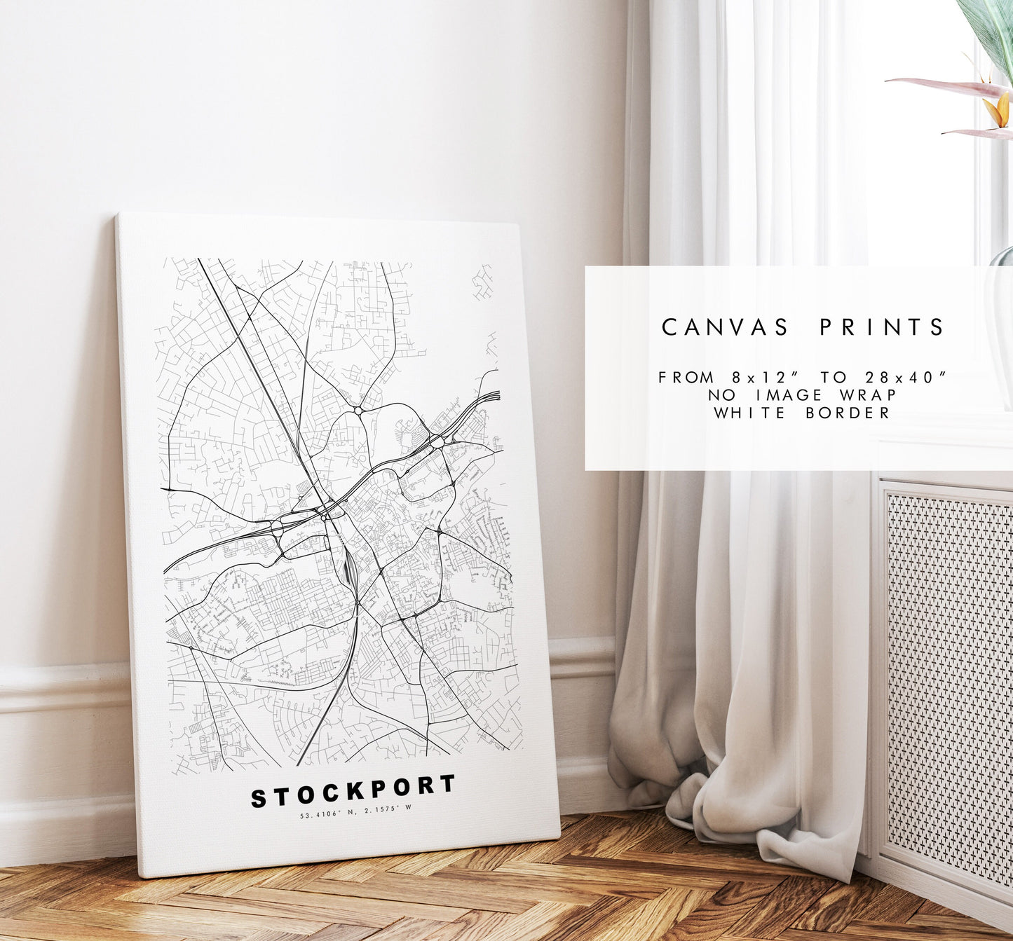 Stockport Map Print - Minimalist City Map Poster - Map Art - UK - Stockport Print - Stockport Poster - Different Colours Available