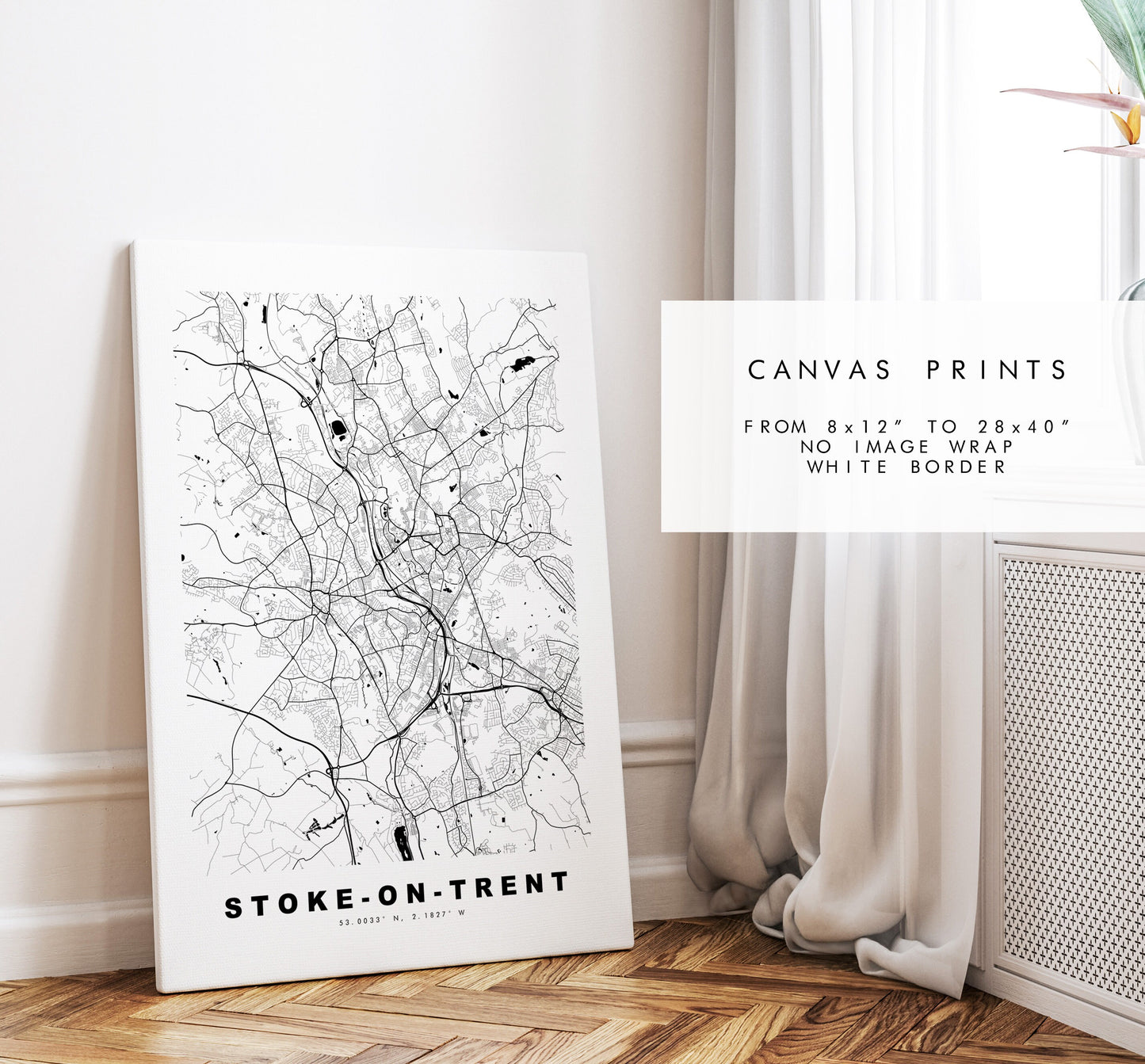 Stoke Map Print - Minimalist City Map Poster - Map Art - UK - Stoke on Trent Print - Stoke Poster - Different Colours Available