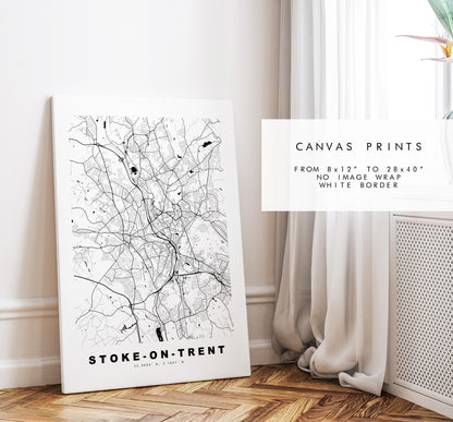 Stoke Map Print - Minimalist City Map Poster - Map Art - UK - Stoke on Trent Print - Stoke Poster - Different Colours Available