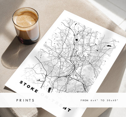 Stoke Map Print - Minimalist City Map Poster - Map Art - UK - Stoke on Trent Print - Stoke Poster - Different Colours Available