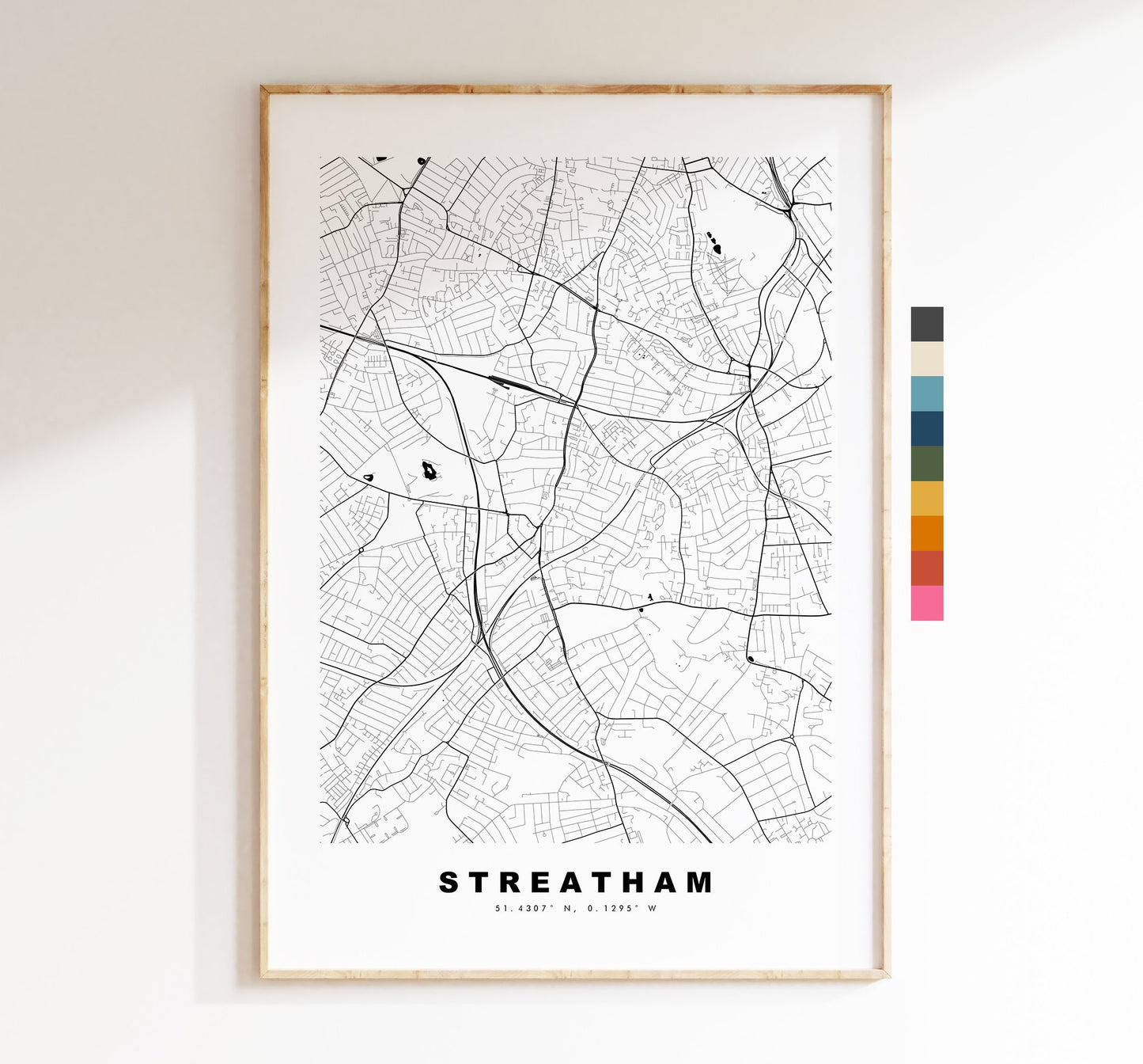 Streatham Map Print - Minimalist City Map Poster - Map Art - UK - Streatham Print - Streatham Poster - Different Colours Available