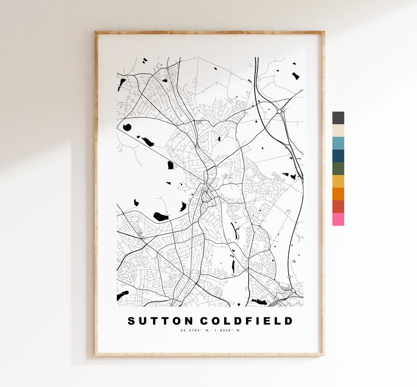 Sutton Coldfield Map Print - Minimalist City Map Poster - Map Art - UK - Sutton Print - Sutton Poster - Different Colours Available