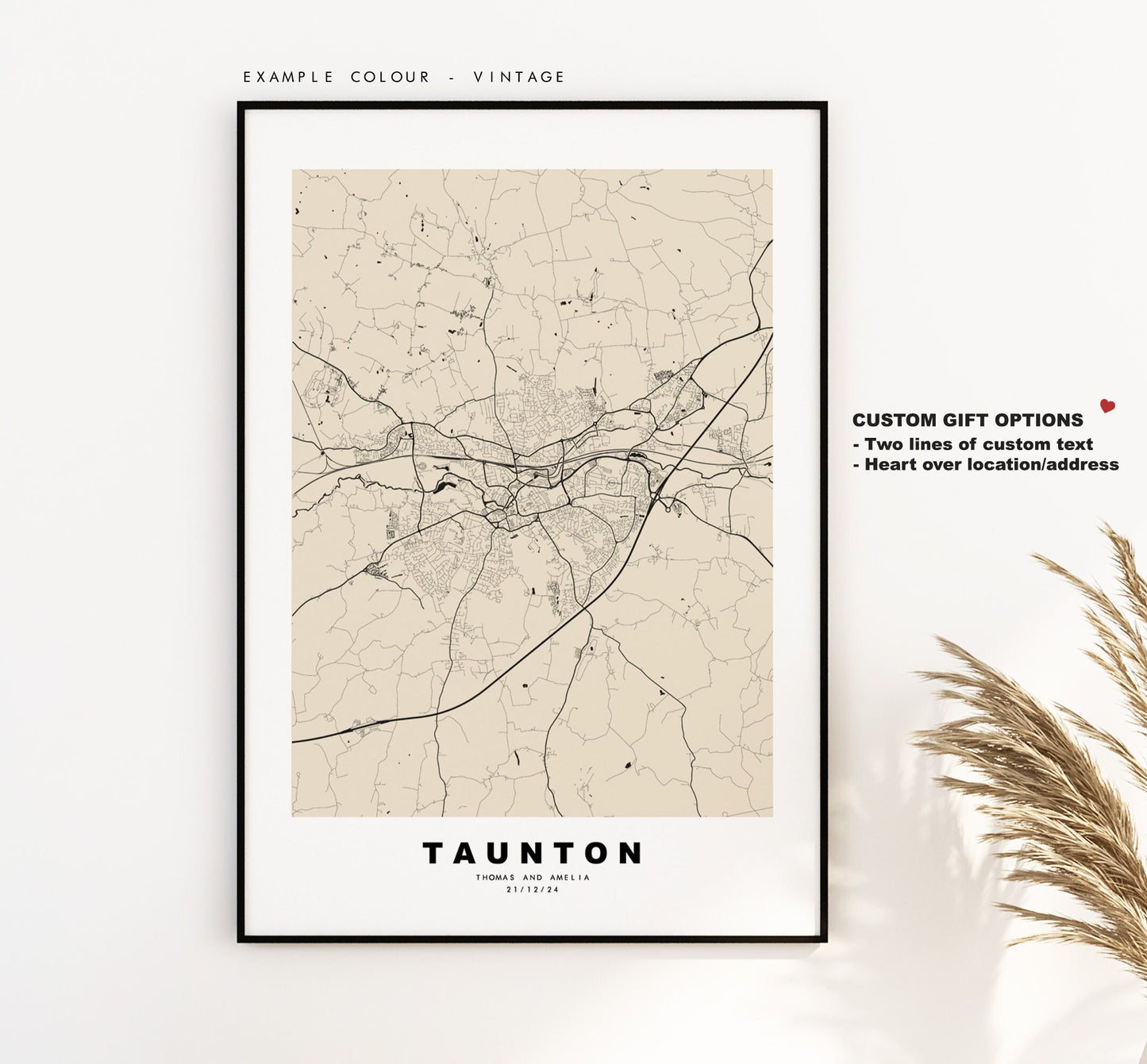 Taunton Map Print - Minimalist City Map Poster - Map Art - UK - Taunton Print - Taunton Poster - Different Colours Available