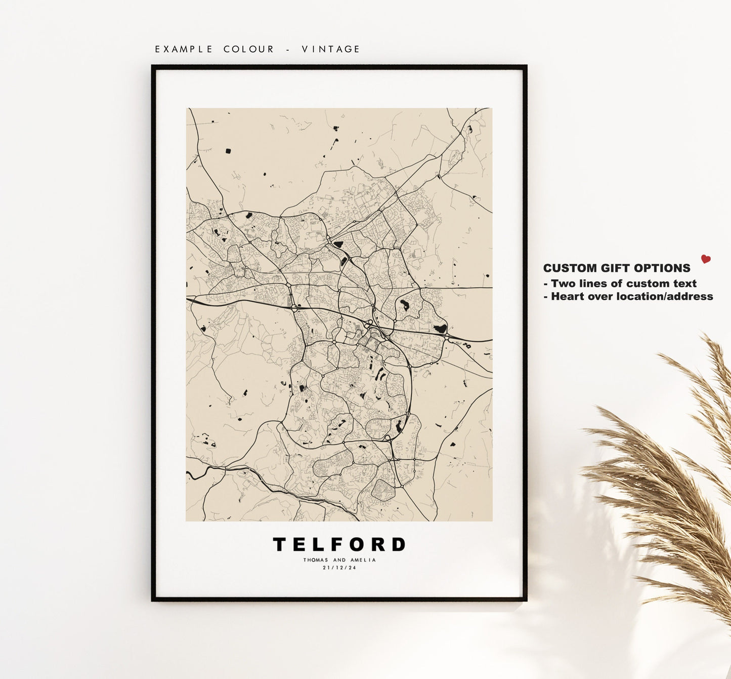 Telford Map Print - Minimalist City Map Poster - Map Art - UK - Telford Print - Telford Poster - Different Colours Available