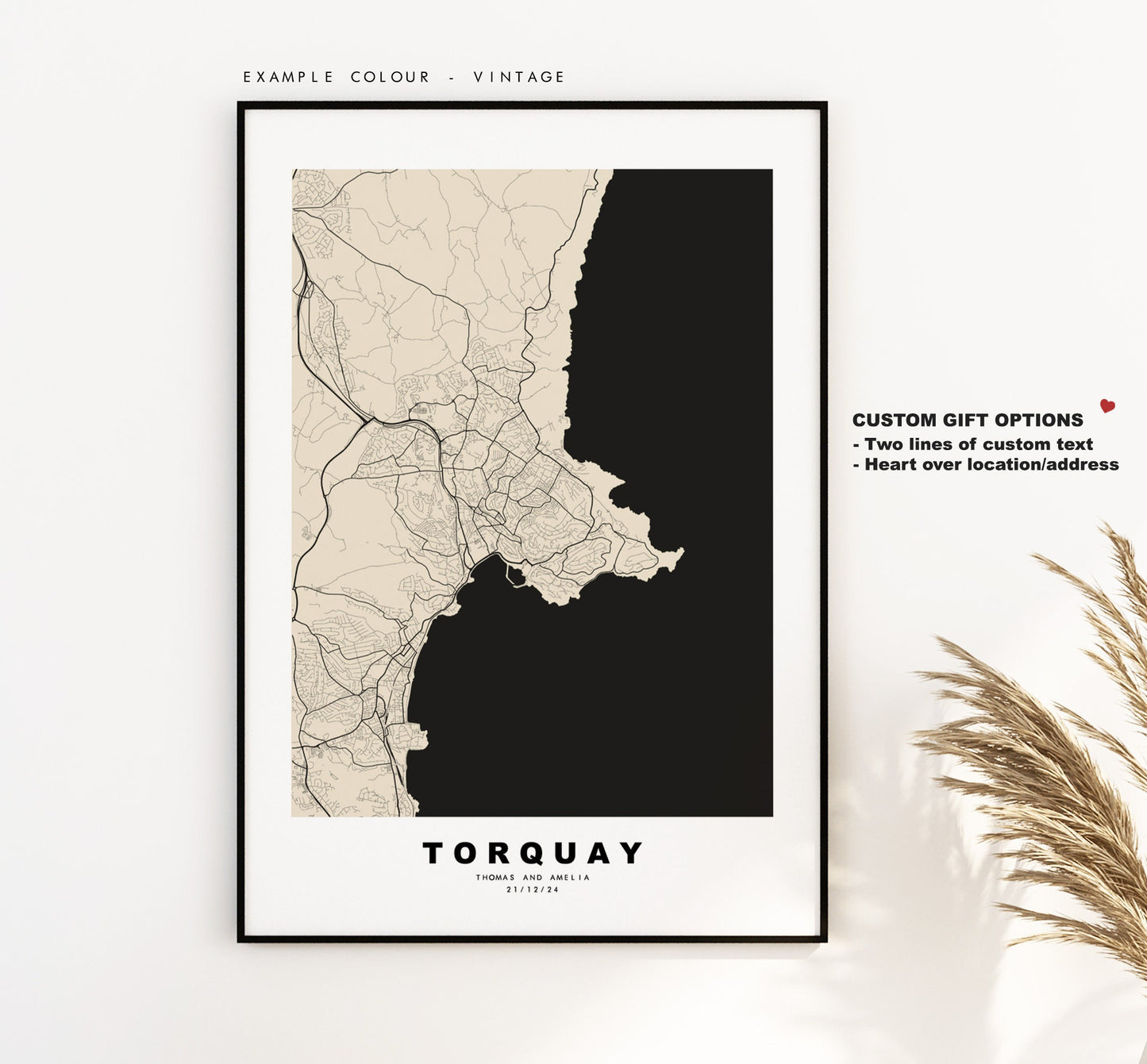 Torquay Map Print - Minimalist City Map Poster - Map Art - UK - Torquay Print - Torquay Poster - Different Colours Available