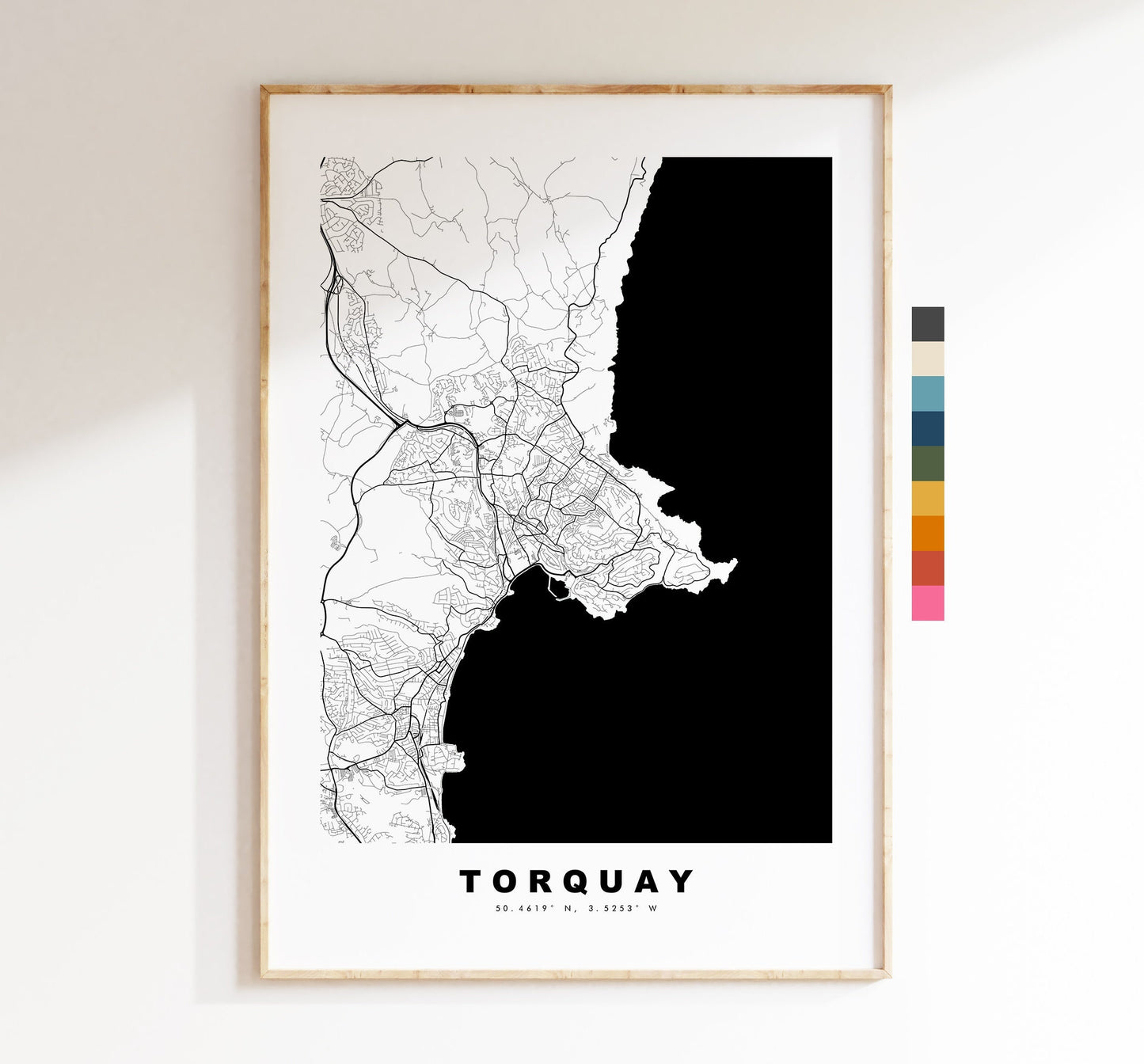 Torquay Map Print - Minimalist City Map Poster - Map Art - UK - Torquay Print - Torquay Poster - Different Colours Available