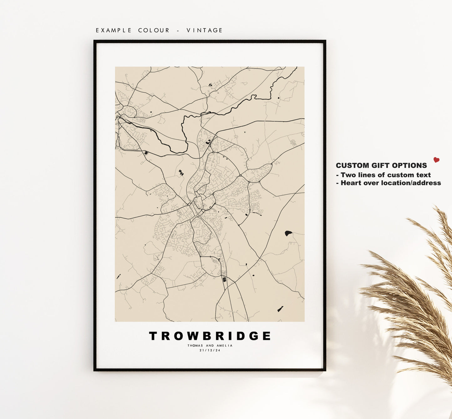 Trowbridge Map Print - Minimalist City Map Poster - Map Art - UK - Trowbridge Print - Trowbridge Poster - Different Colours Available