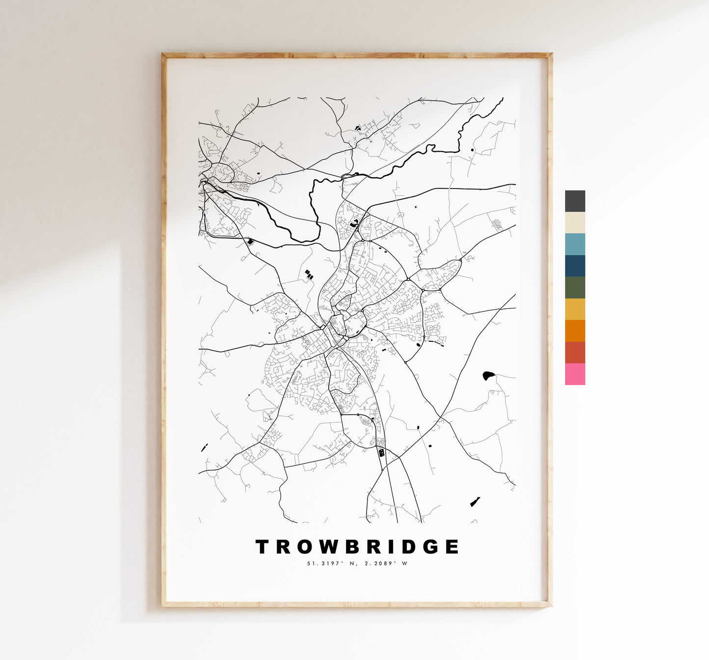 Trowbridge Map Print - Minimalist City Map Poster - Map Art - UK - Trowbridge Print - Trowbridge Poster - Different Colours Available