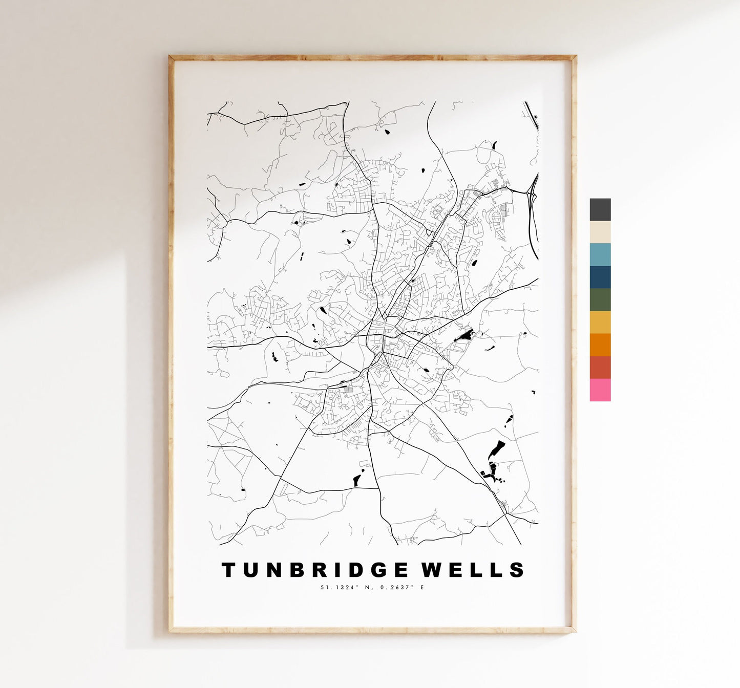 Tunbridge Wells Map Print - Minimalist City Map Poster - Map Art - UK - Tunbridge Wells Print - Poster - Different Colours Available