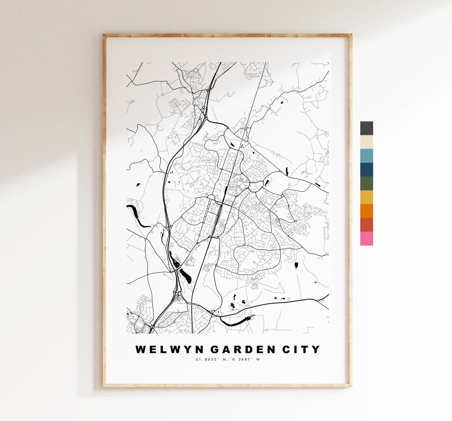 Welwyn Garden City Map Print - Minimalist City Map Poster - Map Art - UK - Welwyn Print - Welwyn Poster - Different Colours Available