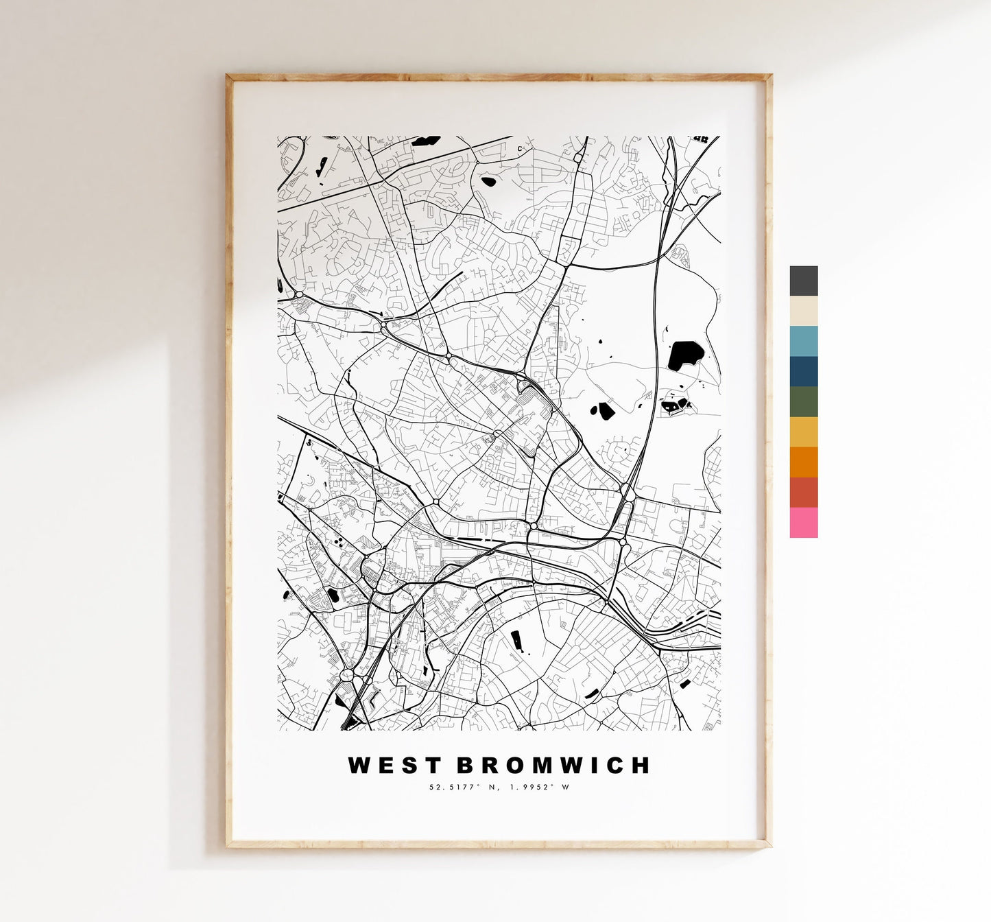 West Bromwich Map Print - Minimalist City Map Poster - Map Art - UK - West Bromwich Print - West Brom Poster - Different Colours Available