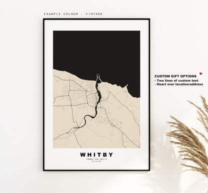 Whitby Map Print - Minimalist City Map Poster - Map Art - UK - Whitby Print - Whitby Poster - Different Colours Available