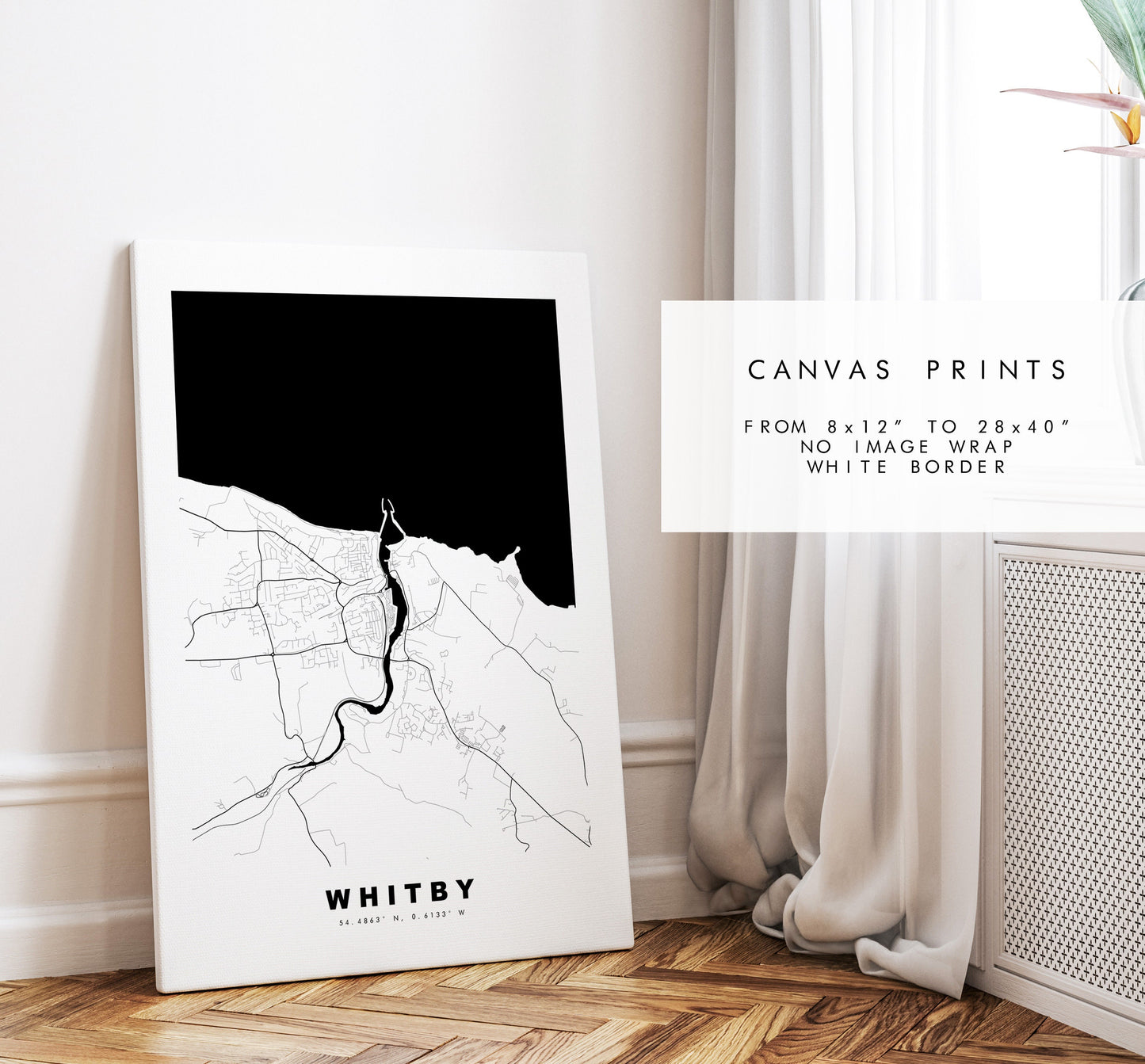 Whitby Map Print - Minimalist City Map Poster - Map Art - UK - Whitby Print - Whitby Poster - Different Colours Available