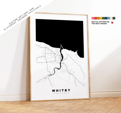 Whitby Map Print - Minimalist City Map Poster - Map Art - UK - Whitby Print - Whitby Poster - Different Colours Available