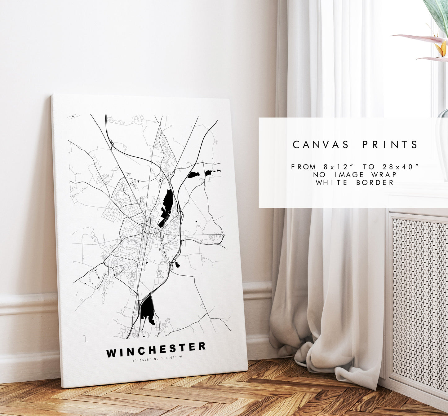 Winchester Map Print - Minimalist City Map Poster - Map Art - UK - Winchester Print - Winchester Poster - Different Colours Available