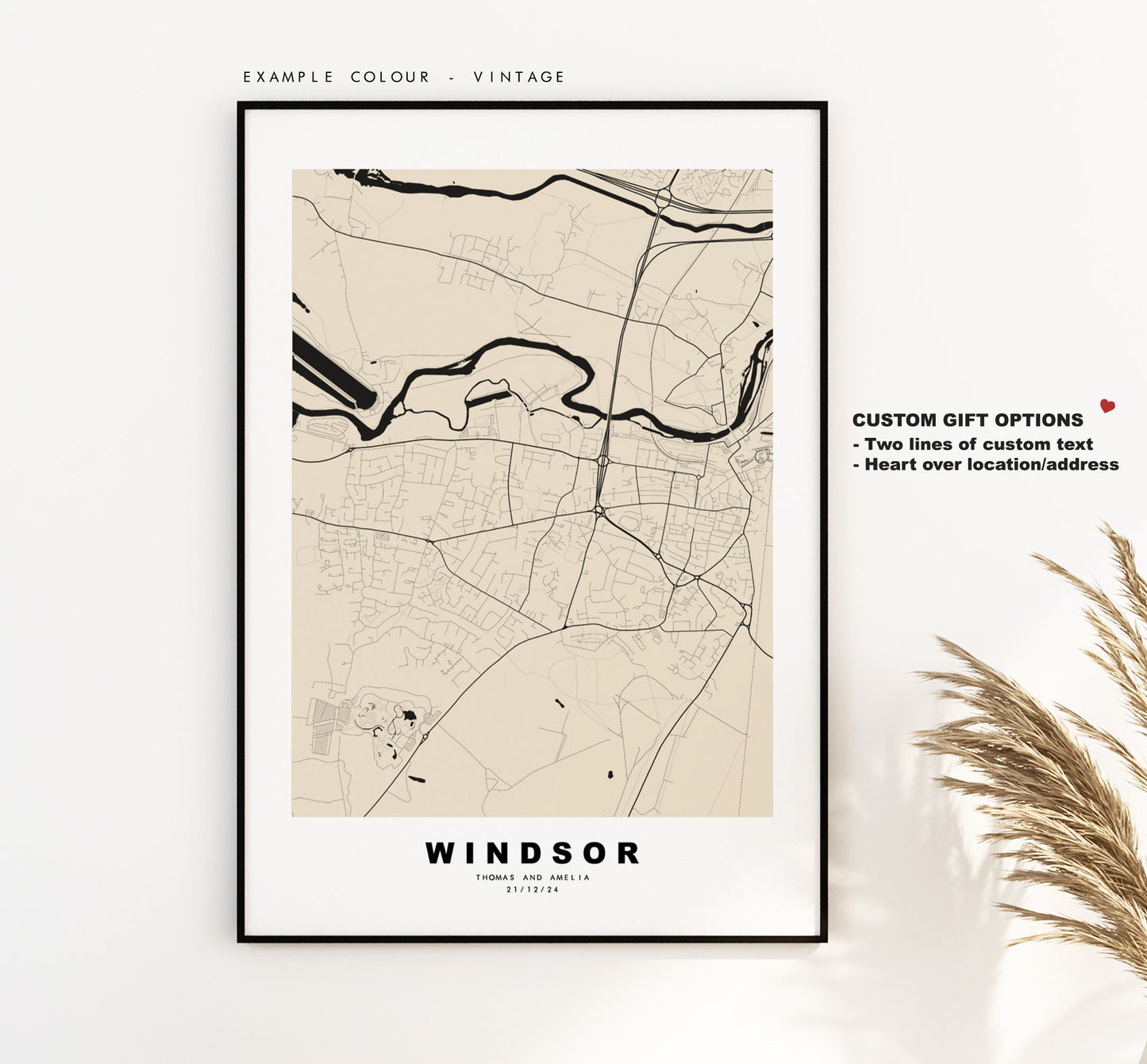 Windsor Map Print - Minimalist City Map Poster - Map Art - UK - Windsor Print - Windsor Poster - Different Colours Available