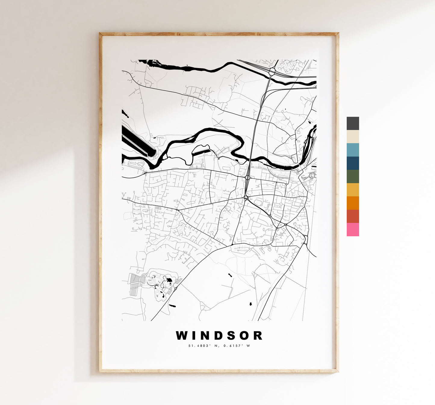 Windsor Map Print - Minimalist City Map Poster - Map Art - UK - Windsor Print - Windsor Poster - Different Colours Available