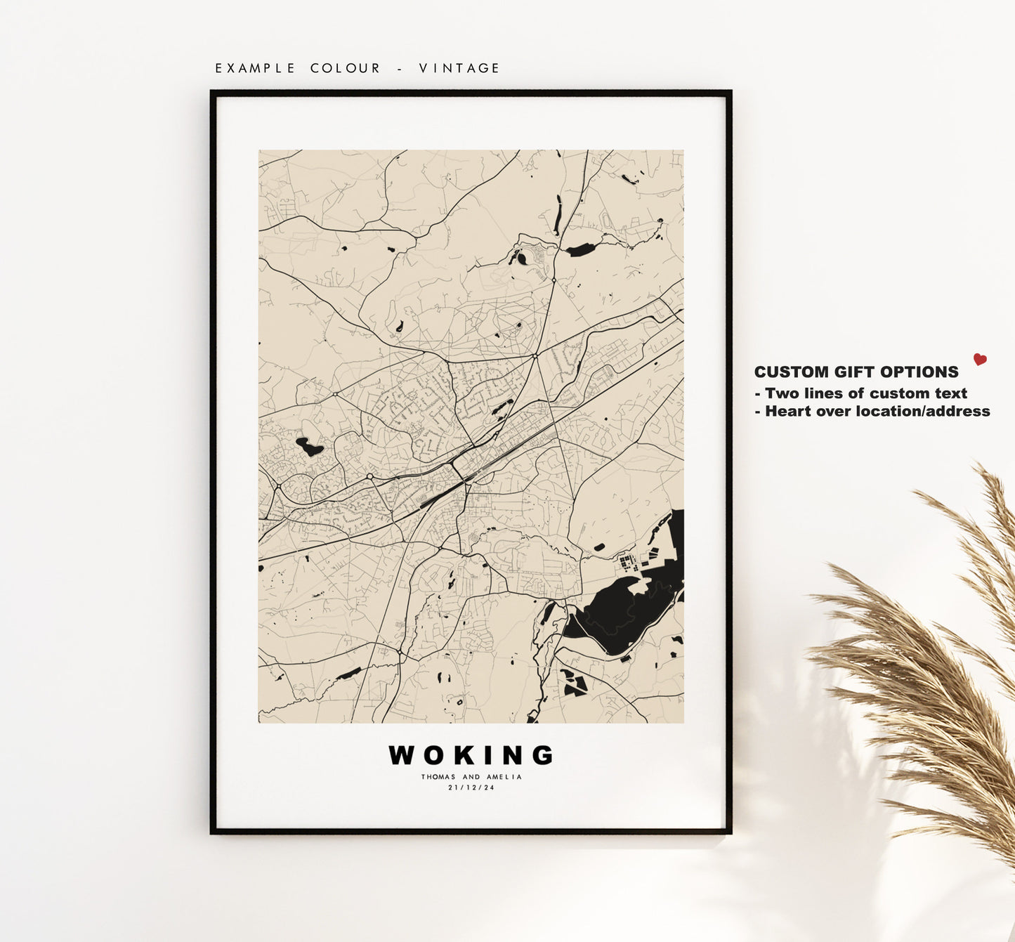 Woking Map Print - Minimalist City Map Poster - Map Art - UK - Woking Print - Woking Poster - Different Colours Available