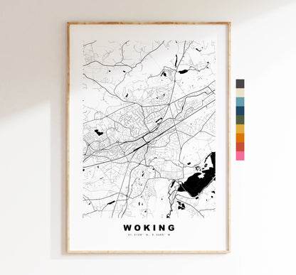 Woking Map Print - Minimalist City Map Poster - Map Art - UK - Woking Print - Woking Poster - Different Colours Available