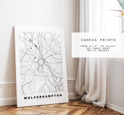 Wolverhampton Map Print - Minimalist City Map Poster - Map Art - UK - Wolverhampton Print - Poster - Different Colours Available