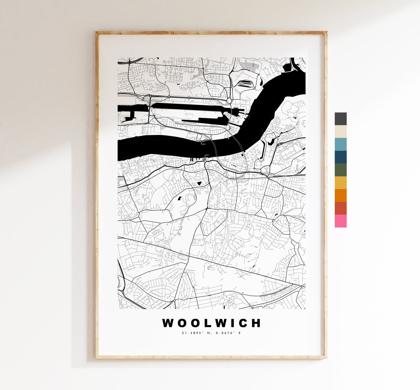 Woolwich Map Print - Minimalist City Map Poster - Map Art - UK - Woolwich Print - Woolwich Poster - Different Colours Available