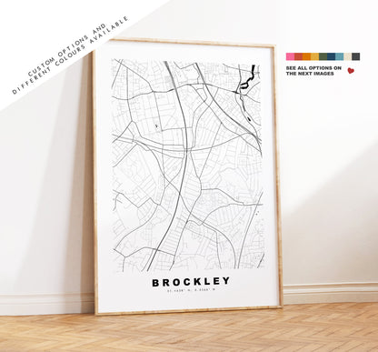 Brockley Map Print - Minimalist City Map Poster - Map Art - London, UK - Brockley Print - Brockley Poster - Different Colours Available