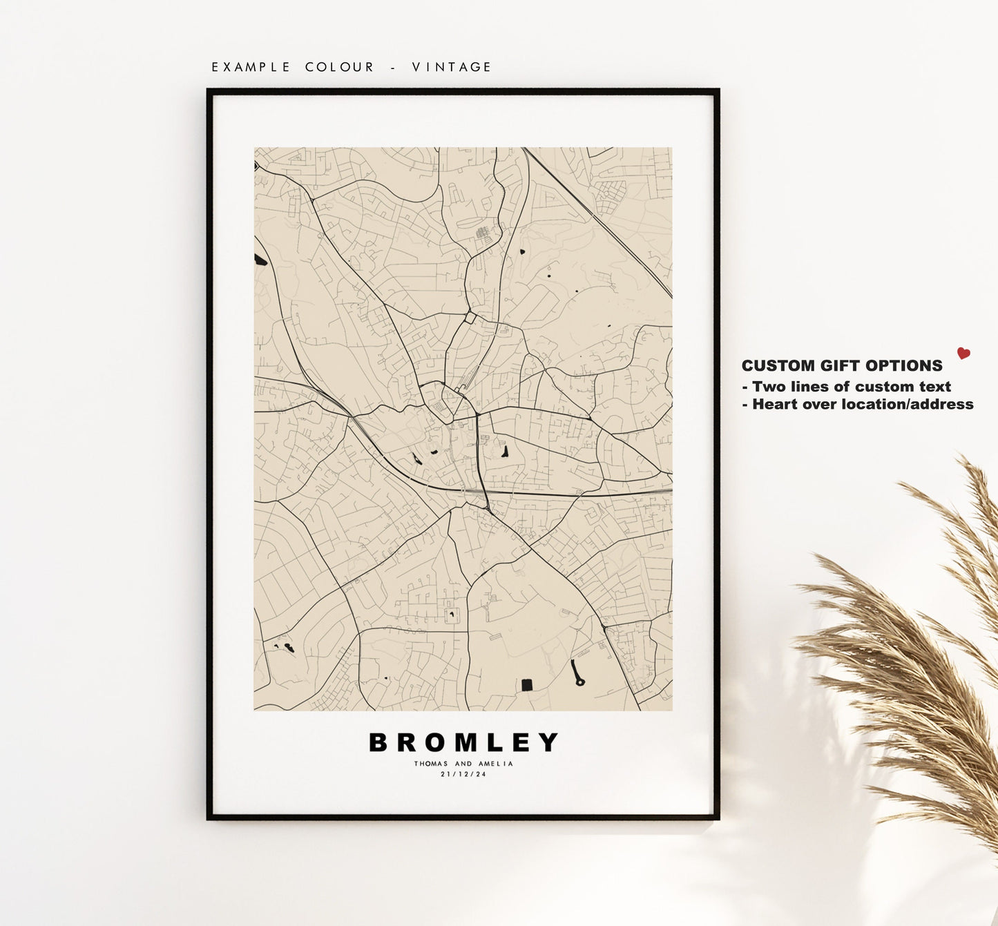 Bromley Map Print - Minimalist City Map Poster - Map Art - London, UK - Bromley Print - Bromley Poster - Different Colours Available