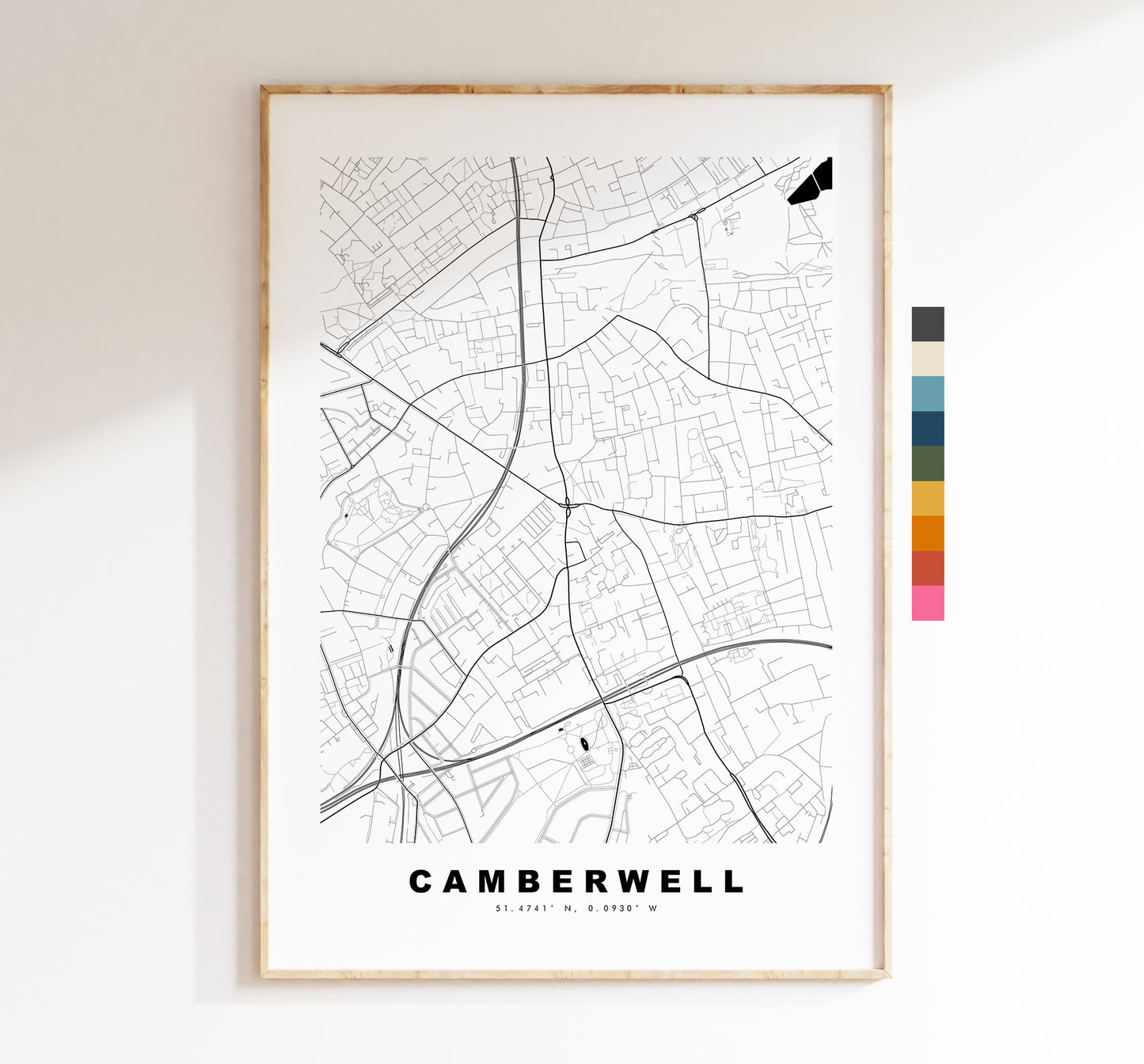 Camberwell Map Print - Minimalist City Map Poster - Map Art - London, UK - Camberwell Print - Poster - Different Colours Available