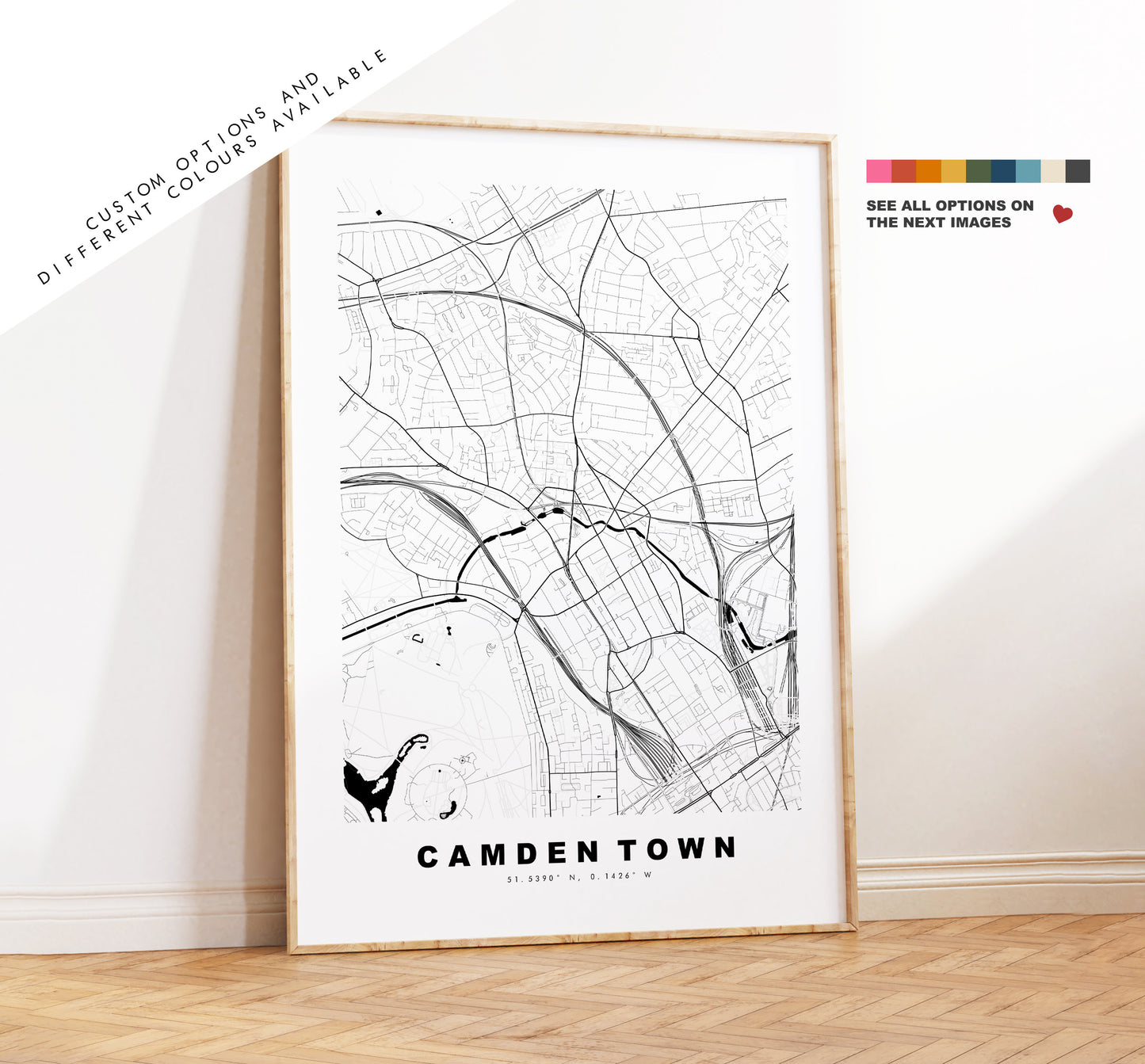 Camden Town Map Print - Minimalist City Map Poster - Map Art - London, UK - Camden Town Print - Poster - Different Colours Available