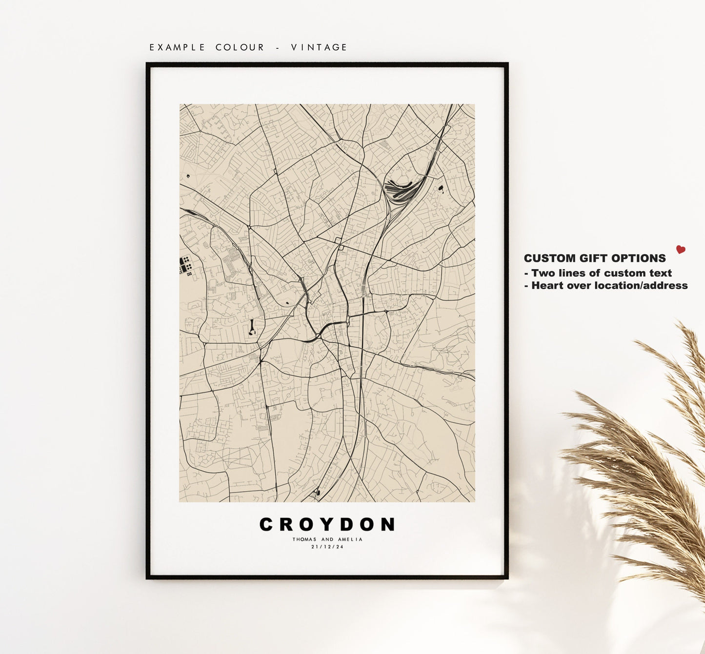 Croydon Map Print - Minimalist City Map Poster - Map Art - London, UK - Croydon Print - Croydon Poster - Different Colours Available