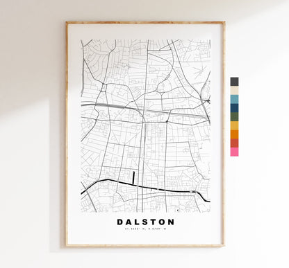 Dalston Map Print - Minimalist City Map Poster - Map Art - London, UK - Dalston Print - Dalston Poster - Different Colours Available