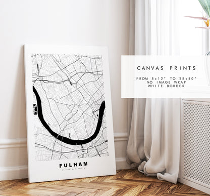 Fulham Map Print - Minimalist City Map Poster - Map Art - London, UK - Fulham Print - Fulham Poster - Different Colours Available