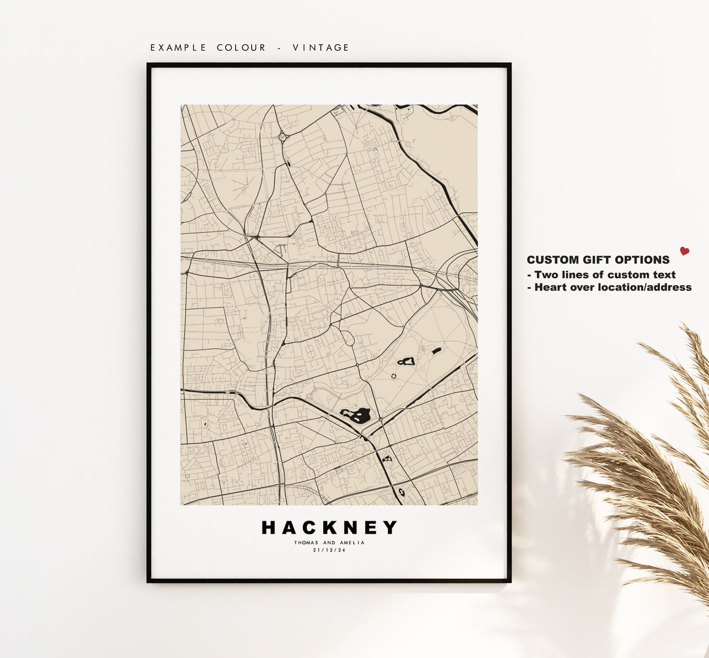 Hackney Map Print - Minimalist City Map Poster - Map Art - London, UK - Hackney Print - Hackney Poster - Different Colours Available