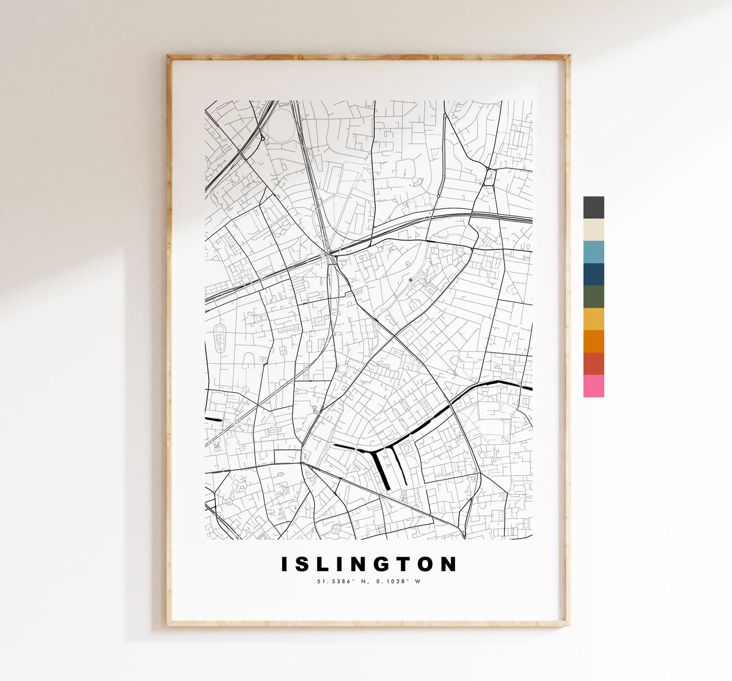 Islington Map Print - Minimalist City Map Poster - Map Art - London, UK - Islington Print - Islington Poster - Different Colours Available