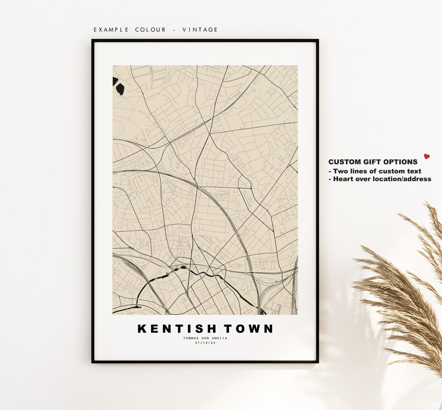 Kentish Town Map Print - Minimalist City Map Poster - Map Art - London, UK - Kentish Town Print - Poster - Different Colours Available