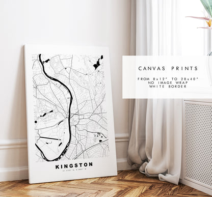 Kingston upon Thames Map Print - Minimalist City Map Poster - Map Art - London, UK - Kingston Print - Poster - Different Colours Available