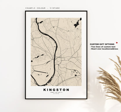 Kingston upon Thames Map Print - Minimalist City Map Poster - Map Art - London, UK - Kingston Print - Poster - Different Colours Available