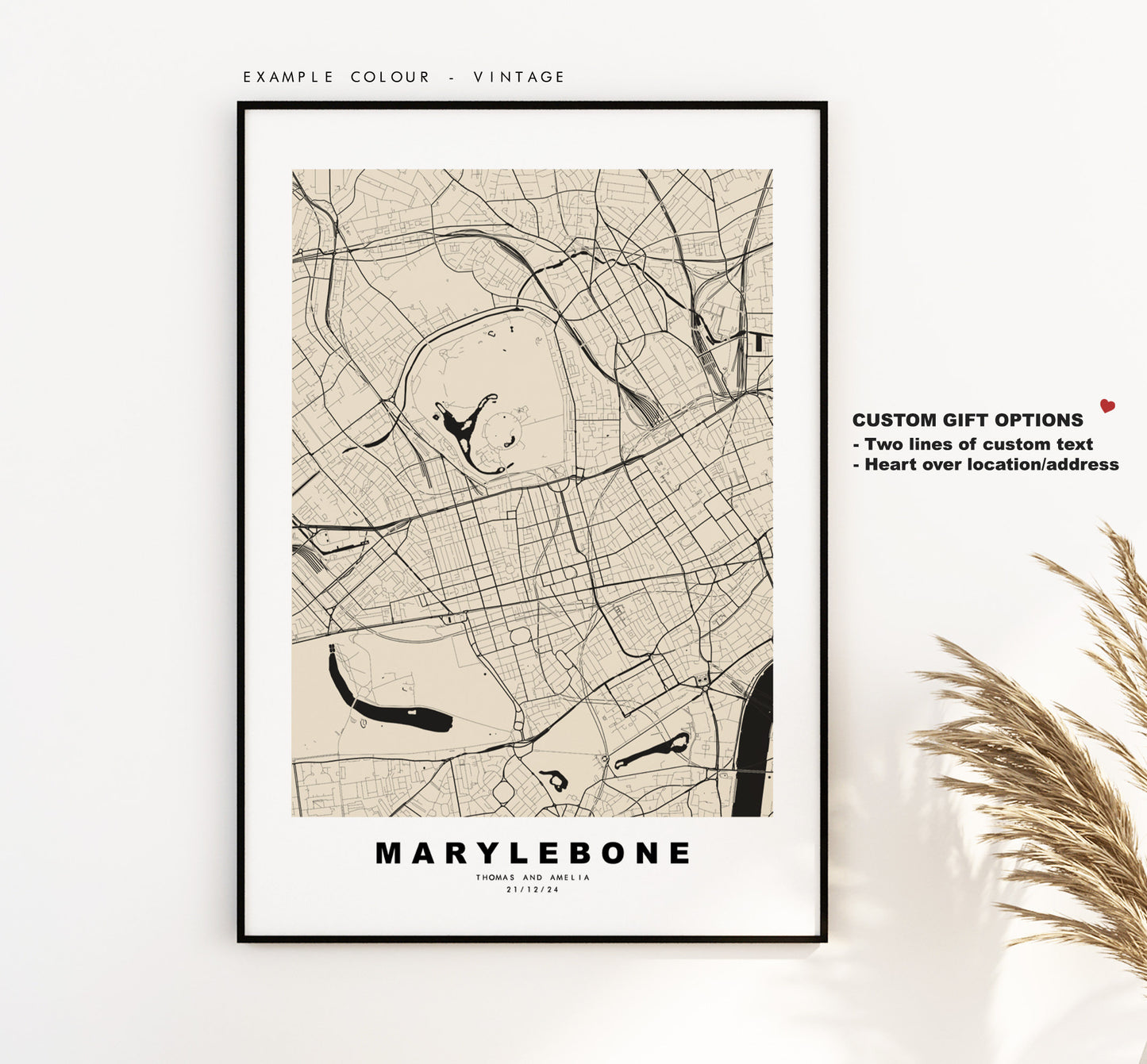 Marylebone Map Print - Minimalist City Map Poster - Map Art - London, UK - Marylebone Print - Poster - Different Colours Available