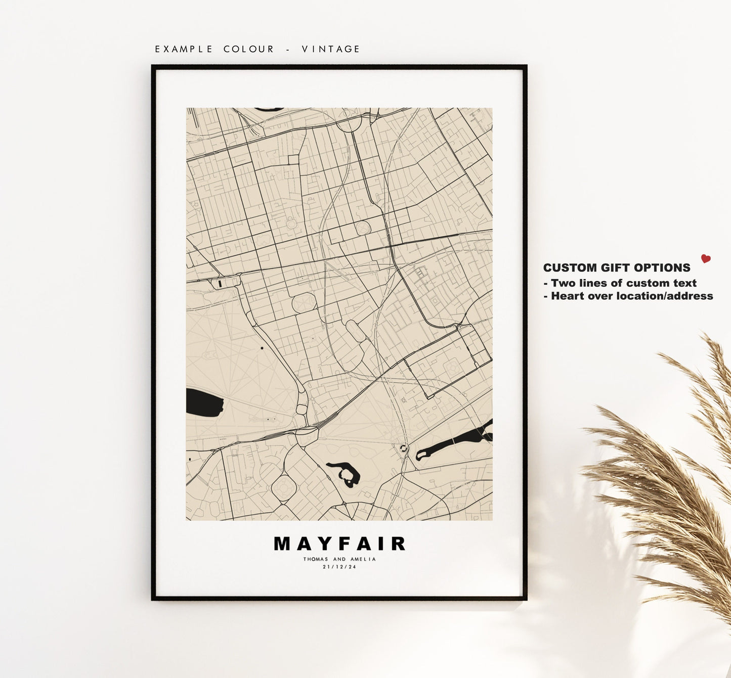 Mayfair Map Print - Minimalist City Map Poster - Map Art - London, UK - Mayfair Print - Mayfair Poster - Different Colours Available