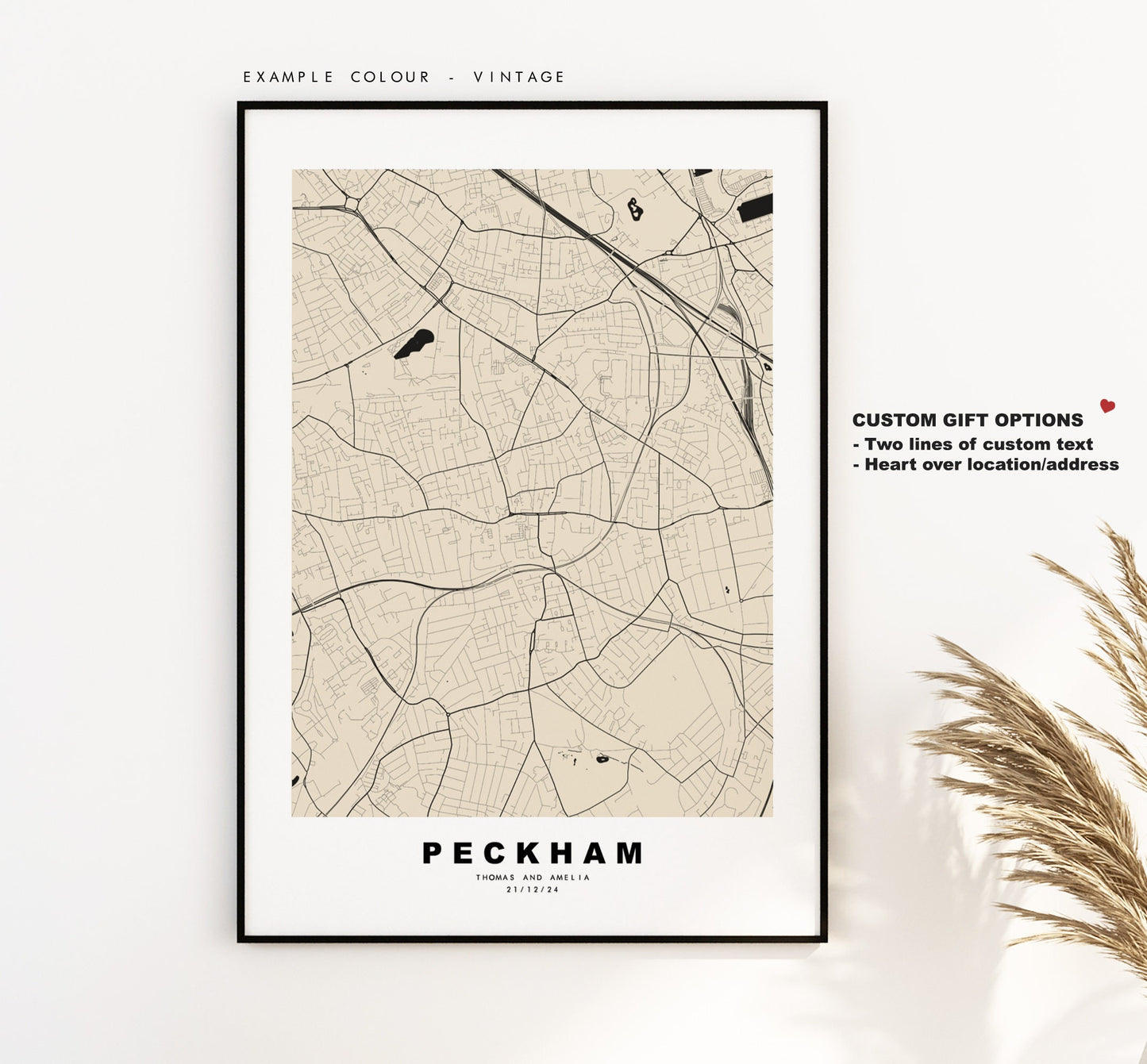 Peckham Map Print - Minimalist City Map Poster - Map Art - London, UK - Peckham Print - Peckham Poster - Different Colours Available