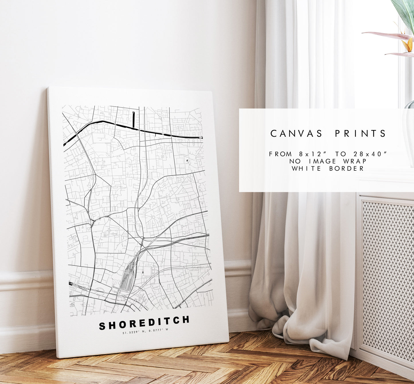 Shoreditch Map Print - Minimalist City Map Poster - Map Art - London, UK - Shoreditch Print -  Poster - Different Colours Available