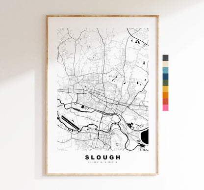 Slough Map Print - Minimalist City Map Poster - Map Art - London, UK - Slough Print - Slough Poster - Different Colours Available