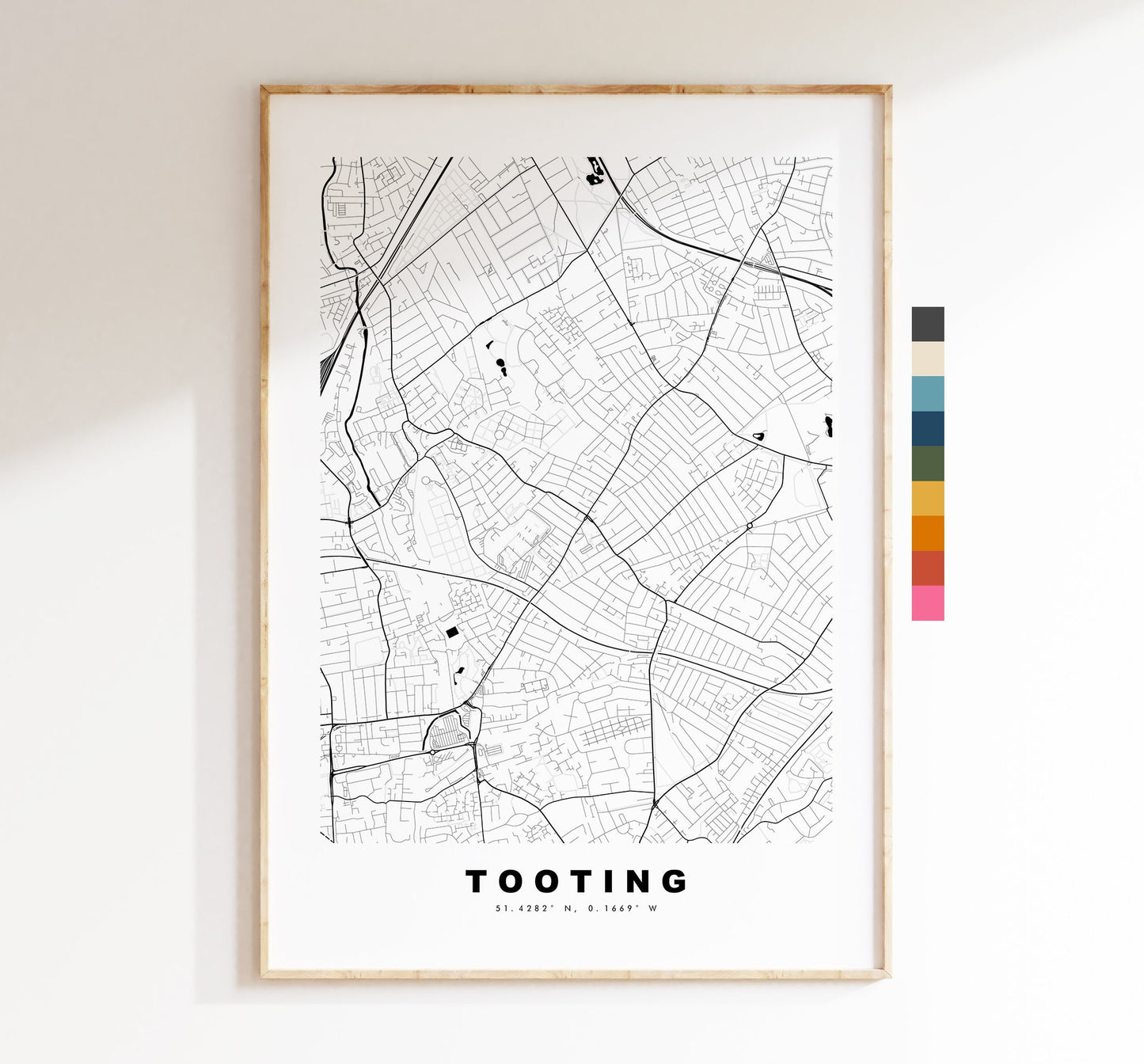 Tooting Map Print - Minimalist City Map Poster - Map Art - London, UK - Tooting Print - Tooting Poster - Different Colours Available